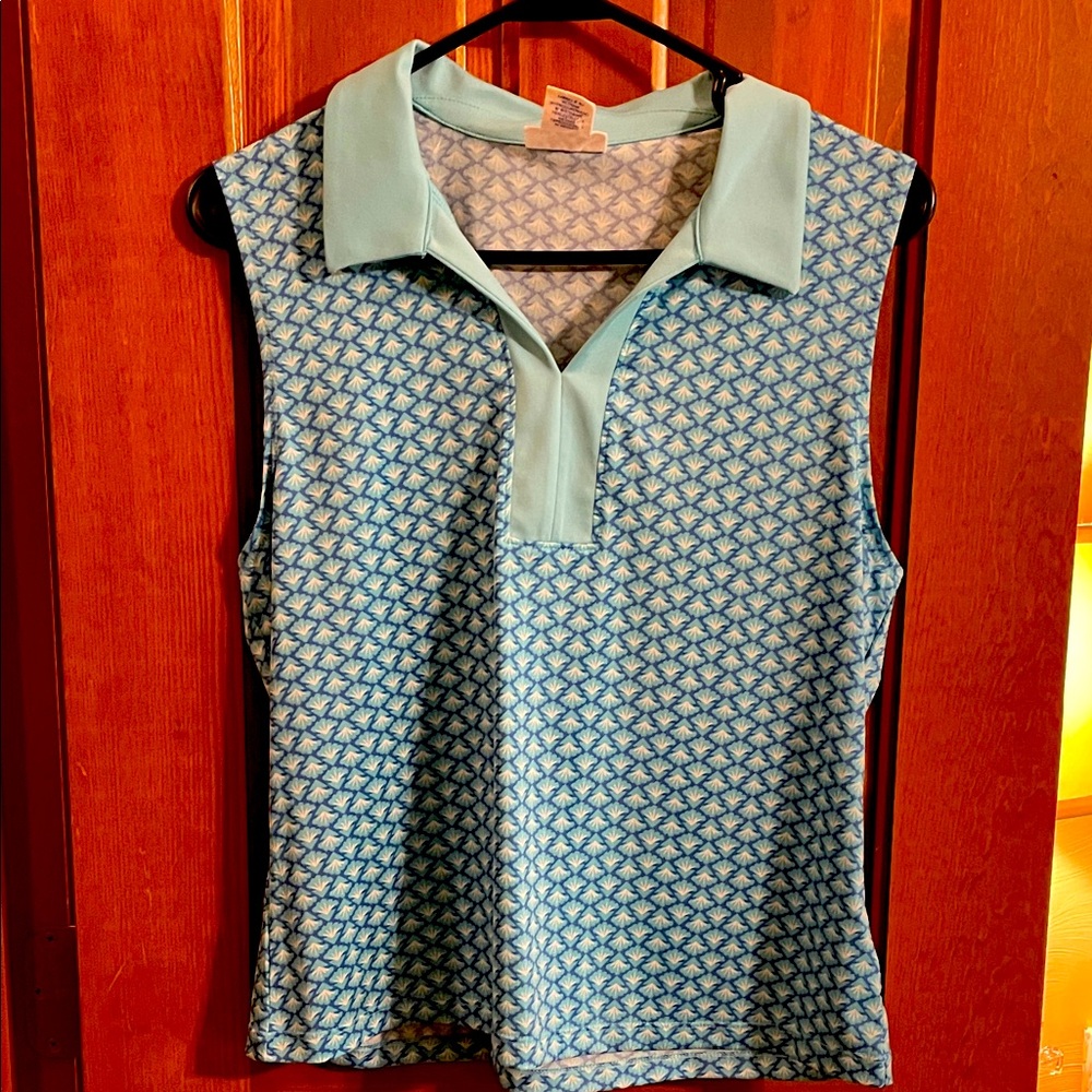 Sigrid Olsen Light Blue Geometric Tank Top